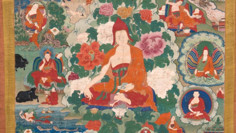 Tibet, XVIIIe siècle. Tangka représentant Blobzan Thugsrje, détrempe sur toile, 83... Collection Rolf Alfred Stein