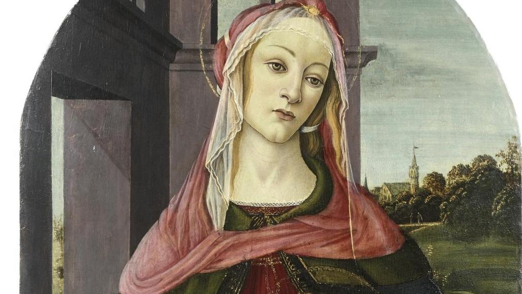 Sandro Botticelli (1445-1510) et son atelier, Vierge à l’Enfant à la grenade, panneau... Vierge de prudence