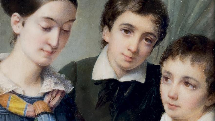 Étienne Bouchardy (1799-1850), La Petite Famille, portrait de Mme Bouchardy et de... Souvenir d’enfance
