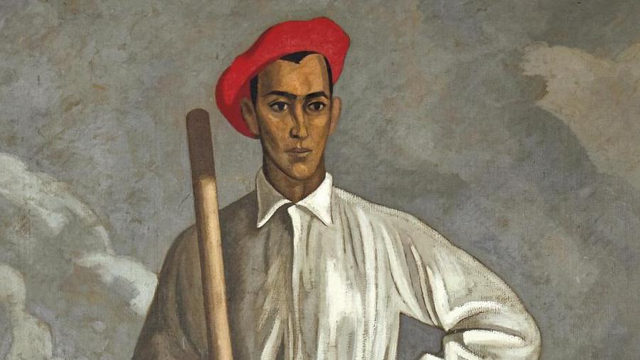 Ramiro Arrue (1892-1971), Le Makildantzari ou Danseur basque au bâton, 1930, huile... Consécration pour le danseur de Ramiro Arrue
