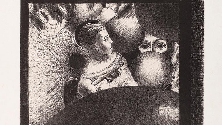 Odilon Redon (1840-1916), «À Edgar Poe», 1882, suite complète de six planches sous... Les soleils noirs de Redon 