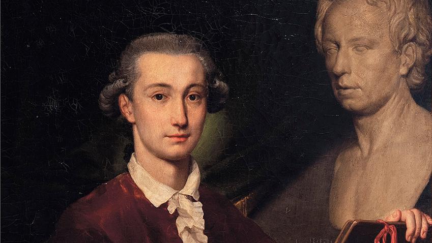 Attribué à Bernardino Nocchi (1741-1812), Portrait d’un jeune artiste dessinant devant... Le portrait d’un jeune adepte de Winckelmann