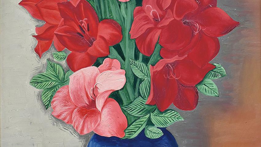 Moïse Kisling (1891-1953), Fleurs, 1937, huile sur toile, signée, datée et située... Jardins d’été avec Kisling et Majorelle