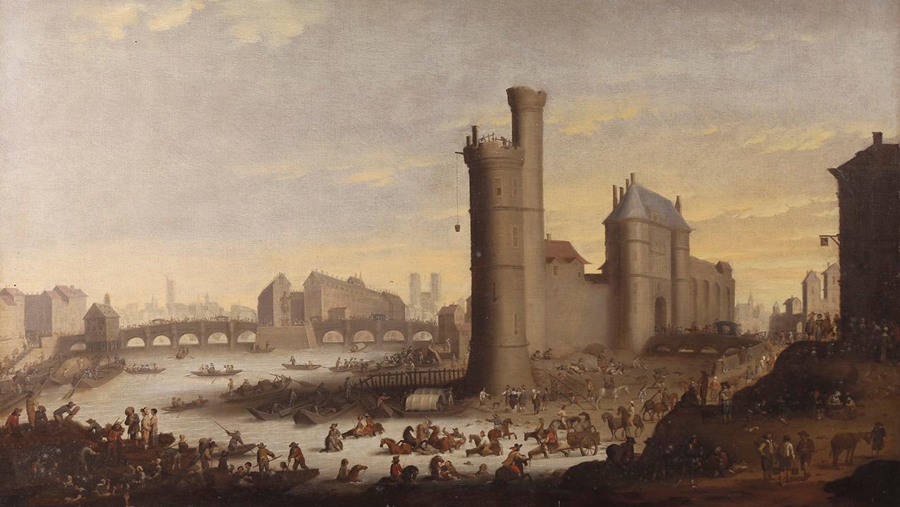 Attribuées à Pieter Bout (1658-1719), Vues de Paris : Le Pont-Neuf vu de l’entrée... Paris à la fin du XVIIe siècle