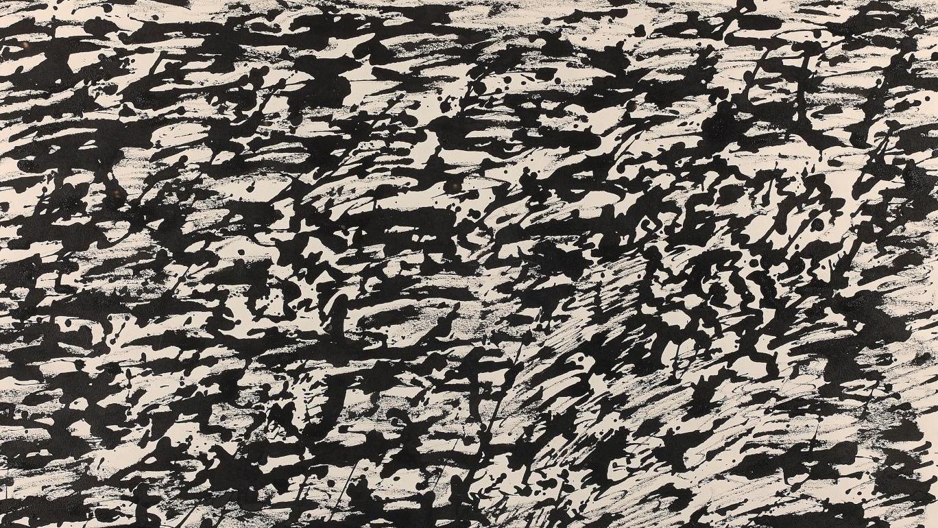 Henri Michaux (1899-1984), Composition, encre de Chine sur papier, 75 x 108 cm. Adjugé :... Les signes de Michaux
