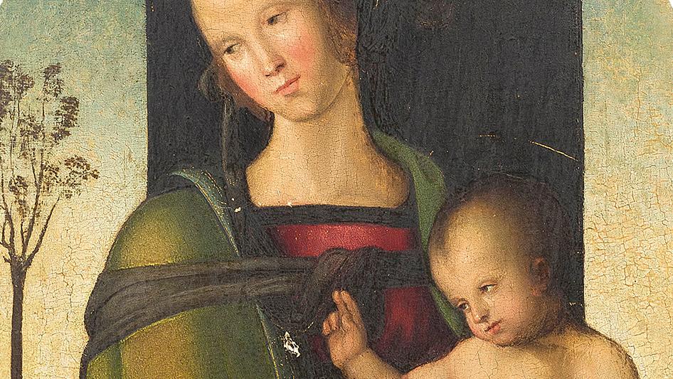Eusebio Da San Giorgio (vers 1465-apr. 1539), Vierge à l’Enfant, panneau, 46 x 34,5 cm.... Eusebio Da San Giorgio, la maîtrise de l’art, du maître à l’élève