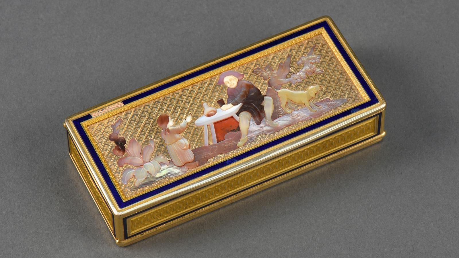 Adrien-Jean-Maximilien Vachette (1753-1839), boîte rectangulaire en or, décorée en... Une boîte en or, comme une peinture