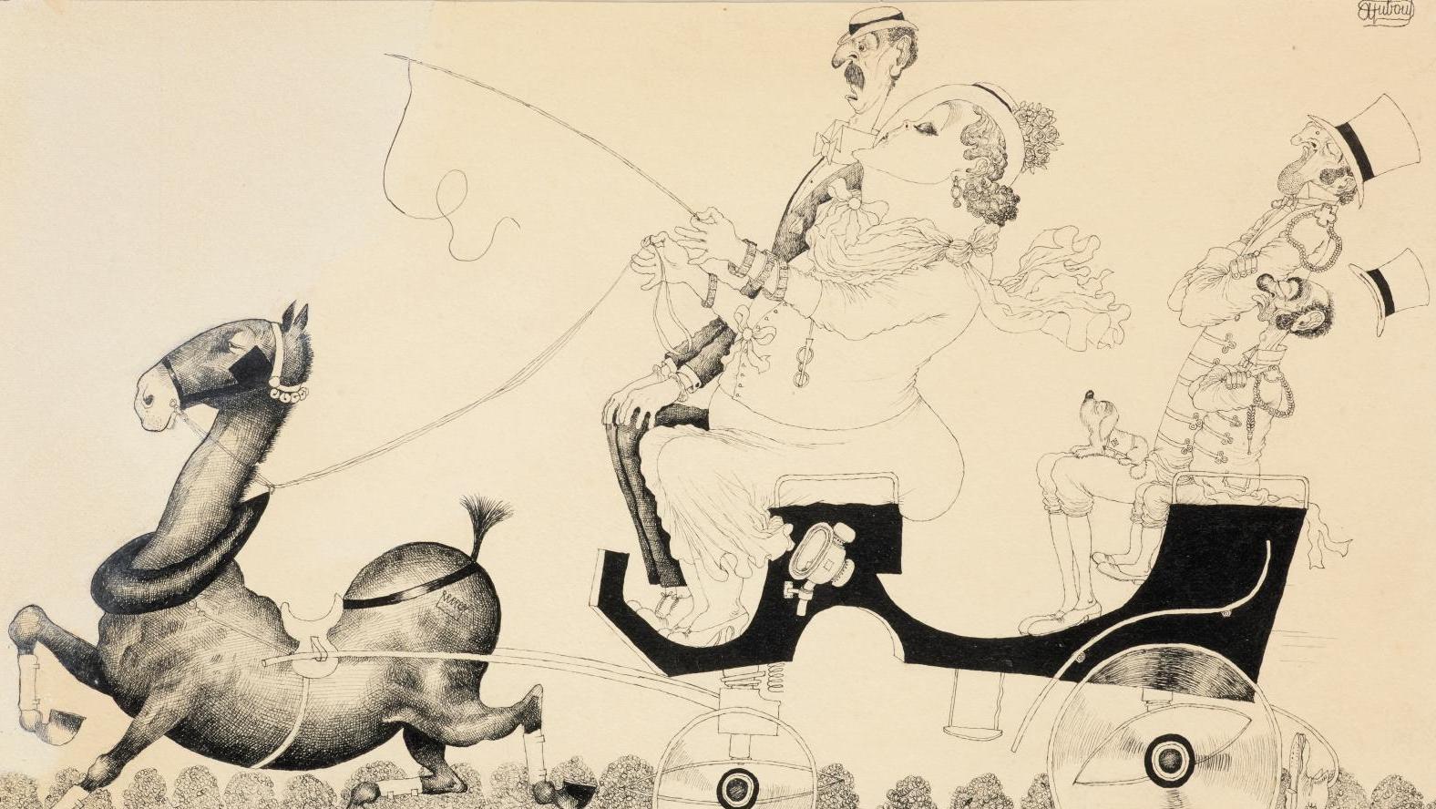 Albert Dubout (1905-1976), Ceux de la haute, encre de Chine, 1933, 19 x 32 cm. Estimation :... Nom Dubout, prénom Albert