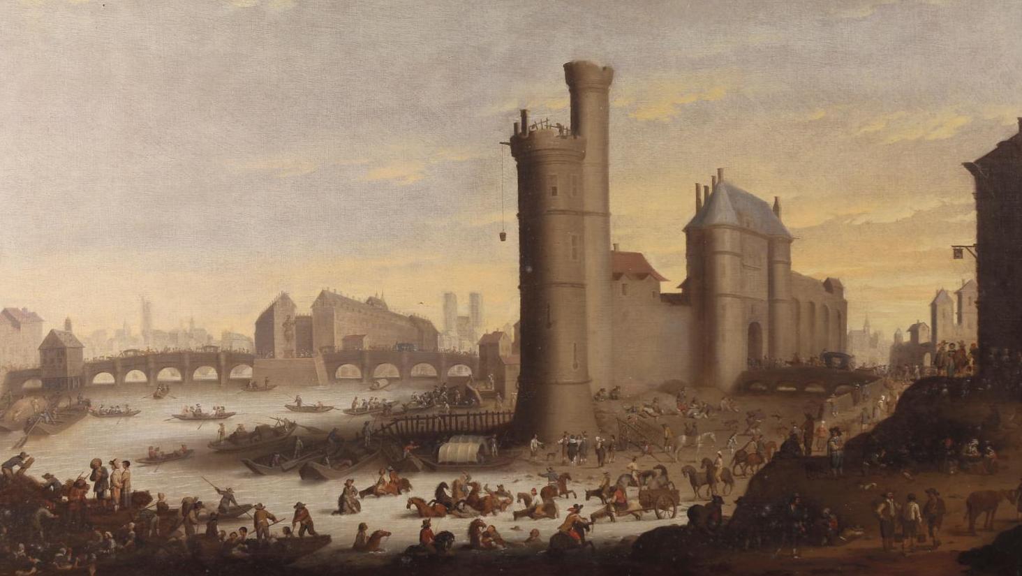 Attribuées à Pieter Bout (1658-1719),Vues de Paris : Le Pont-Neuf vu de l’entrée... Paris sur Seine, vue par un Flamand