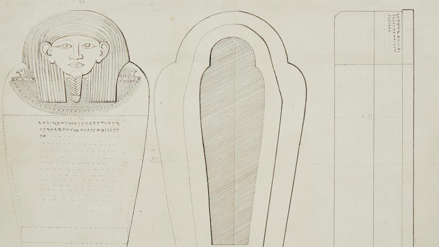 Dossier d’archives et de philologie relatif à la découverte et au don du sarcophage... Retour aux musées pour le duc de Luynes