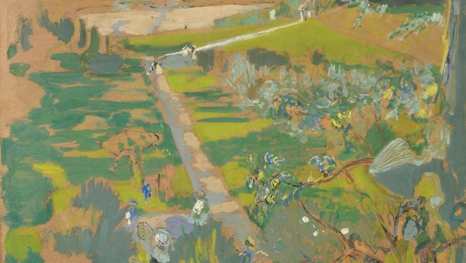 Édouard Vuillard (1868-1940), Vue des Pavillons vers la mer, 1910, peinture à la... Édouard Vuillard, perspective Nabi