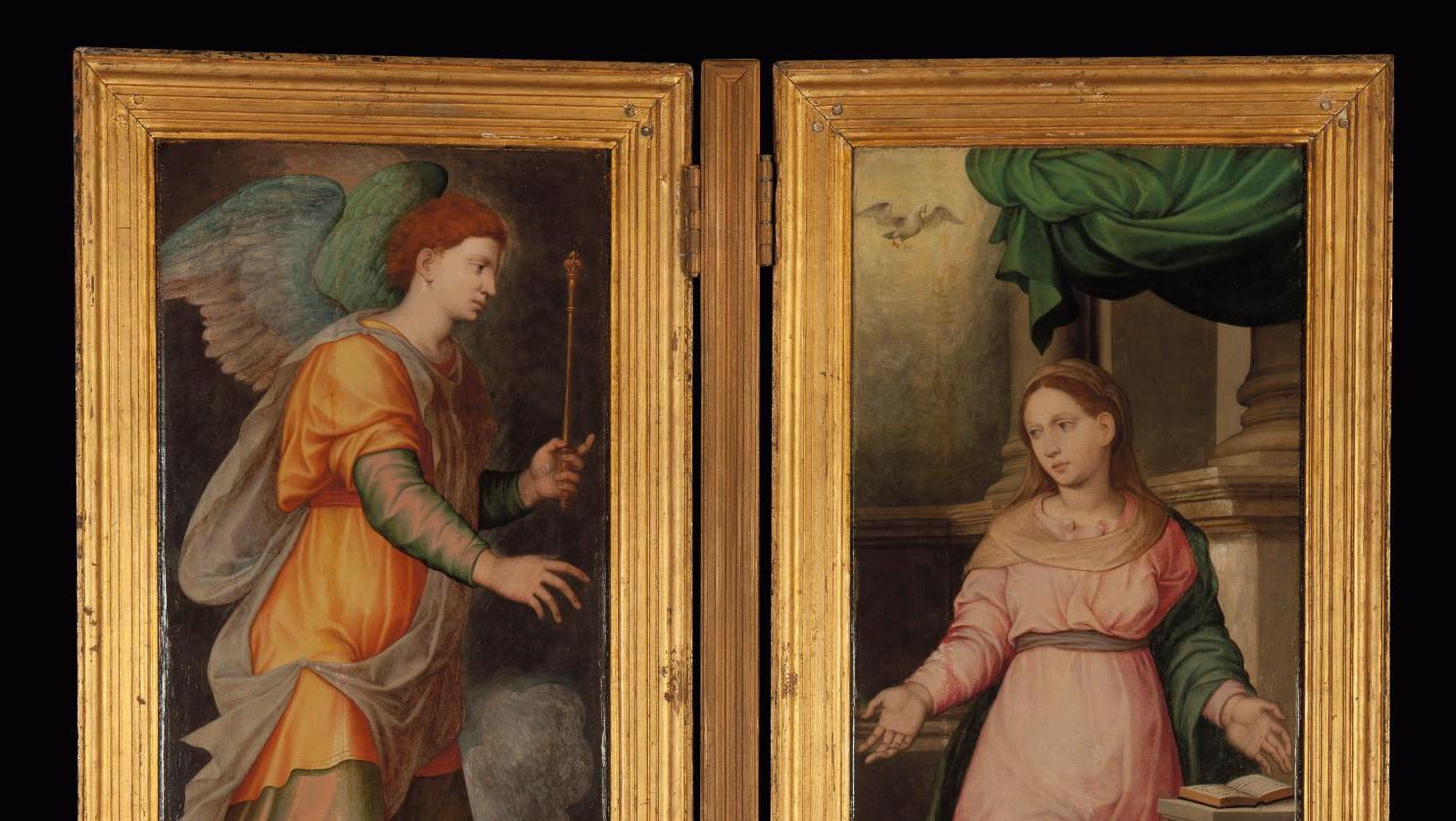 Giovanni Capassini (1510-1579), L’Annonciation : Gabriel et la Vierge Marie (reproduit),...  Un diptyque de Giovanni Capassini 