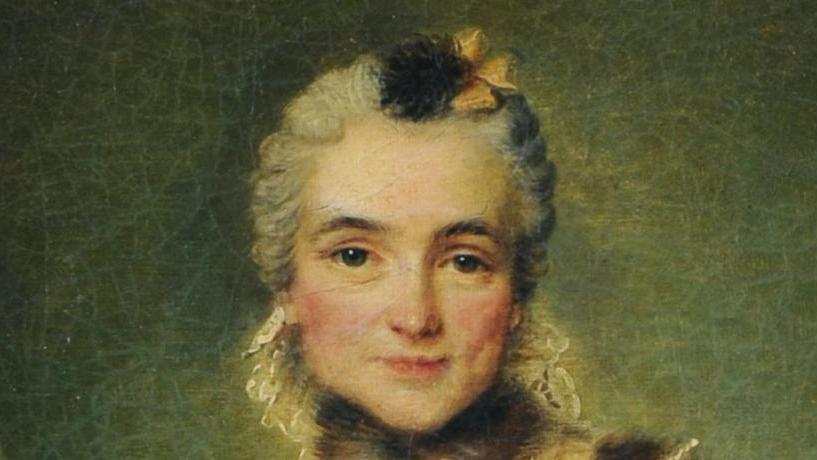 Madame Dompierre de Fontaine, née Marie-Élisabeth Mignot (1715-1771), autoportrait,... Autoportrait de Mignot  et ardoise de Stella