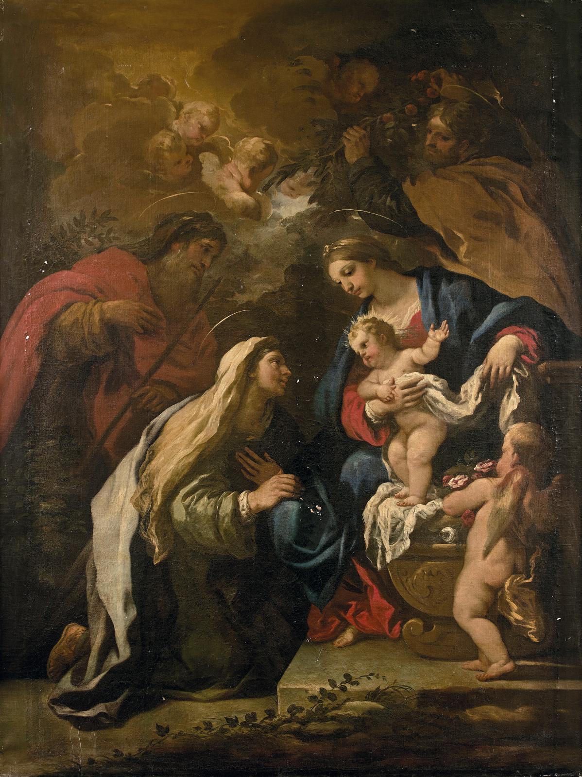 Une sainte famille réunie par Luca Giordano
