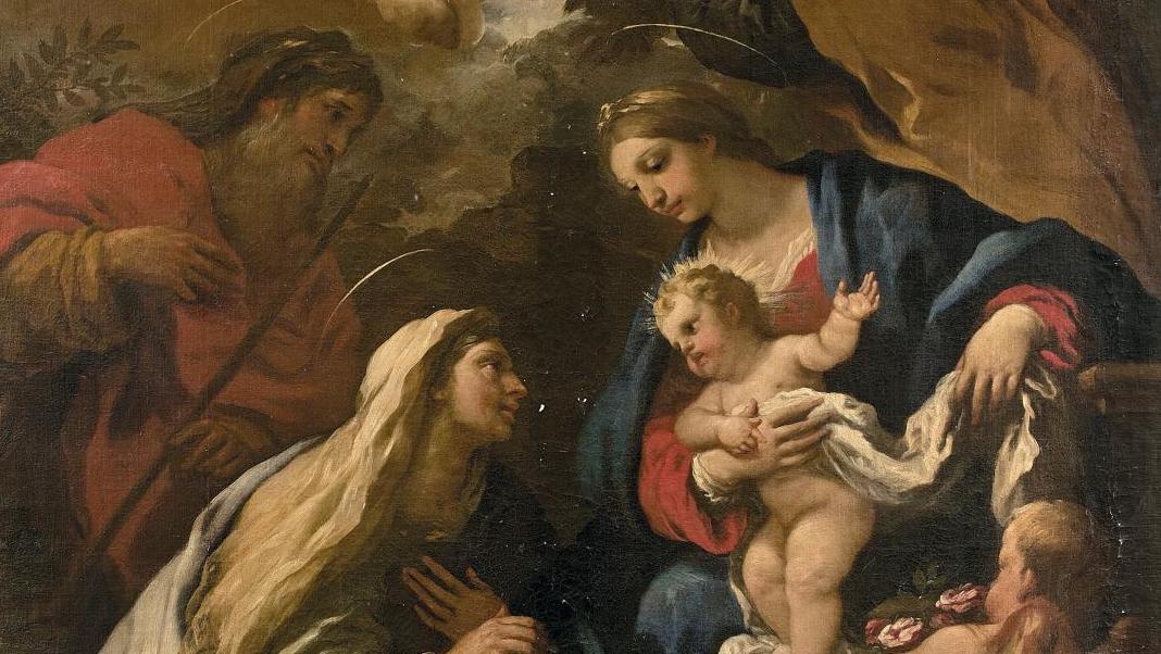 Luca Giordano (1632-1705), La Vierge, sainte Anne, saint Joachim et saint Joseph,... Une sainte famille réunie par Luca Giordano