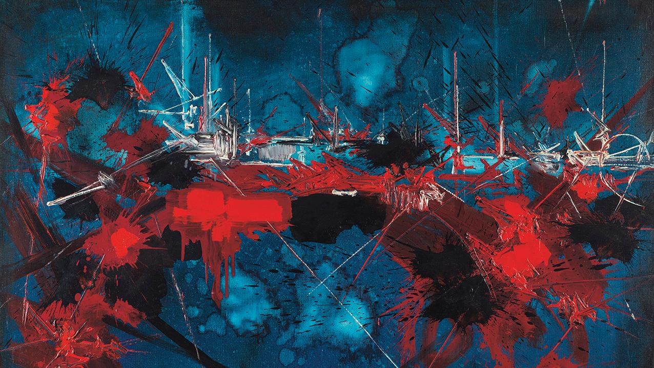 Georges Mathieu (1921-2012), Chagrin délicieux, 1988, peinture alkyde sur toile,... La guerre des étoiles selon Georges Mathieu
