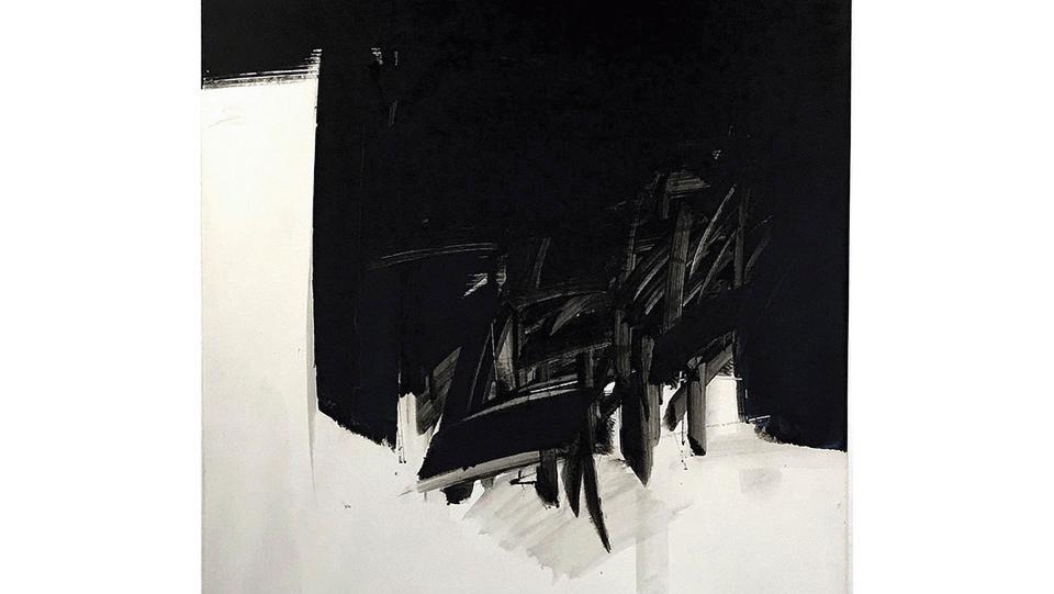 André Marfaing (1925-1987), Composition, 1973, lavis d’acrylique marouflé sur toile,... Les soleils noirs d’André Marfaing