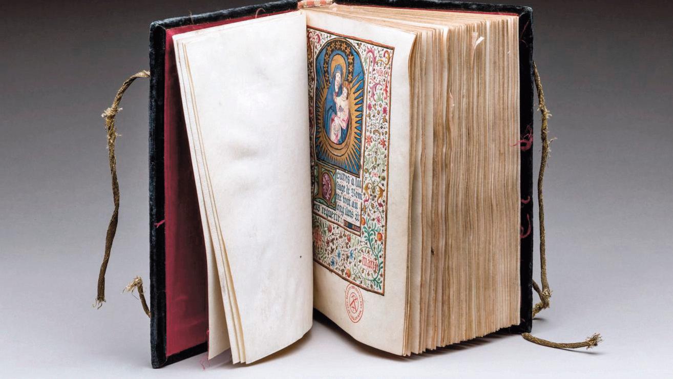 Heures à l’usage de Rome, manuscrit enluminé, rédigé sur peau de vélin, en partie... Vers 1500, des heures précieuses à l’usage de Rome