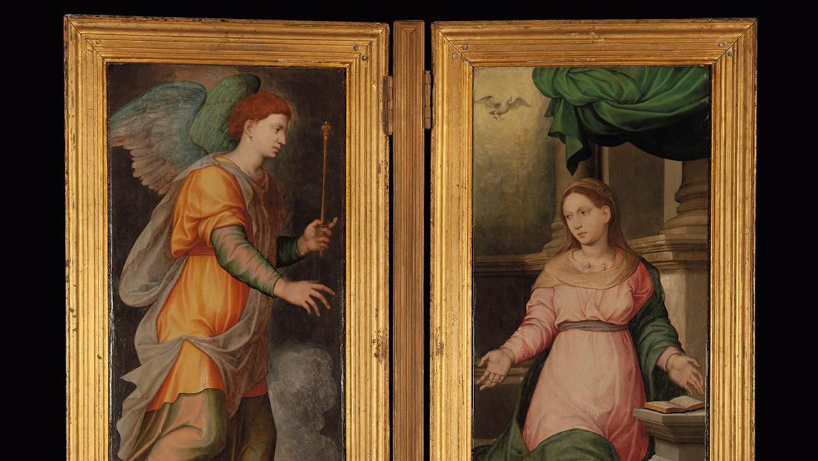 Giovanni Capassini (1510-1579), L’Annonciation : Gabriel et la Vierge Marie (reproduit),... La rareté honorée