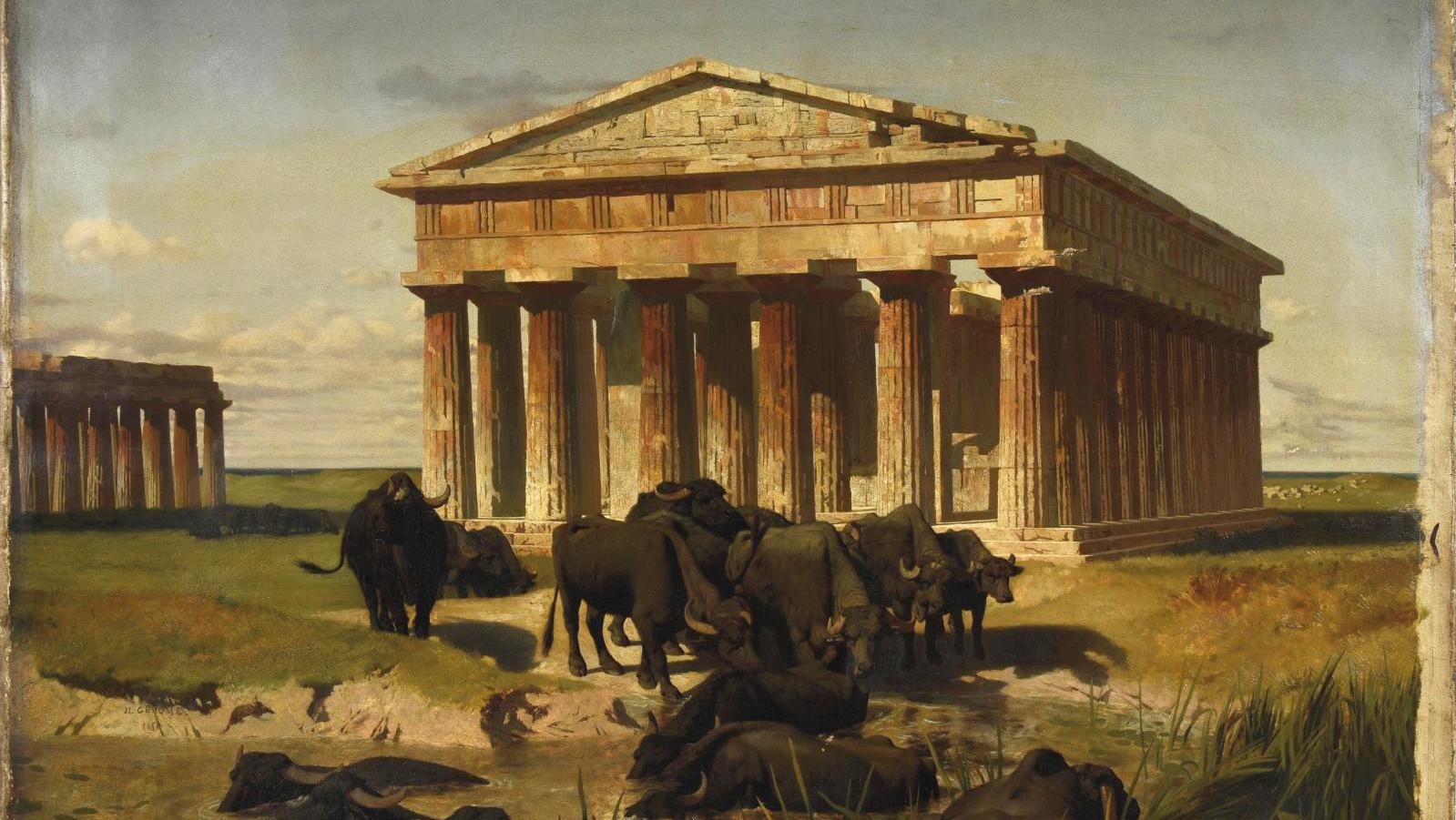 Jean-Léon Gérôme (1824-1904), Paestum, troupeau de buffles (Paestum and a Herd of... Sold! Works by Jean-Léon Gérôme and Jean Limosin Reap a Bountiful Harvest 