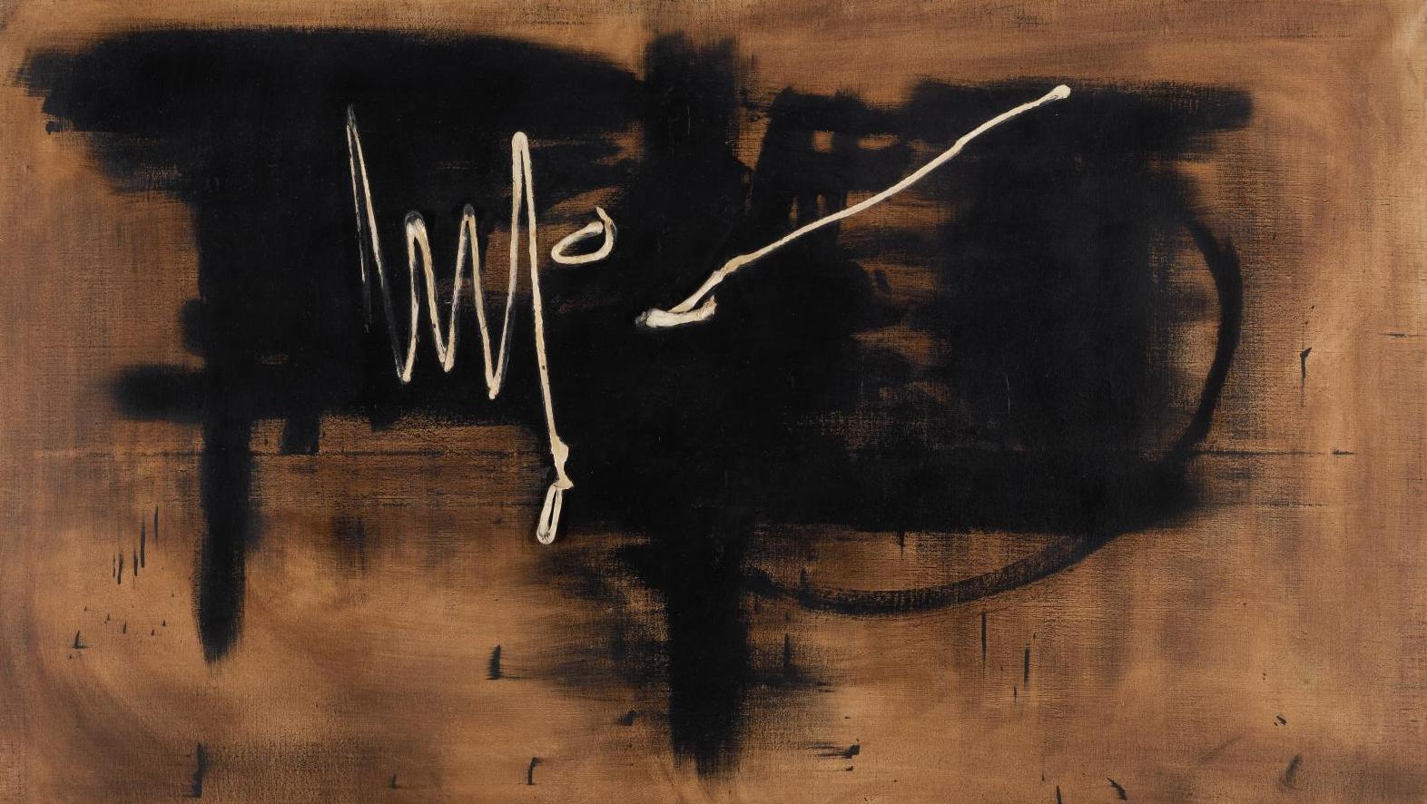 Georges Mathieu (1921-2012), Obscuration, 1952, huile sur toile, 129,8 x 195 cm.... Mémorial de Caen : la libération de la peinture.1945-1962 