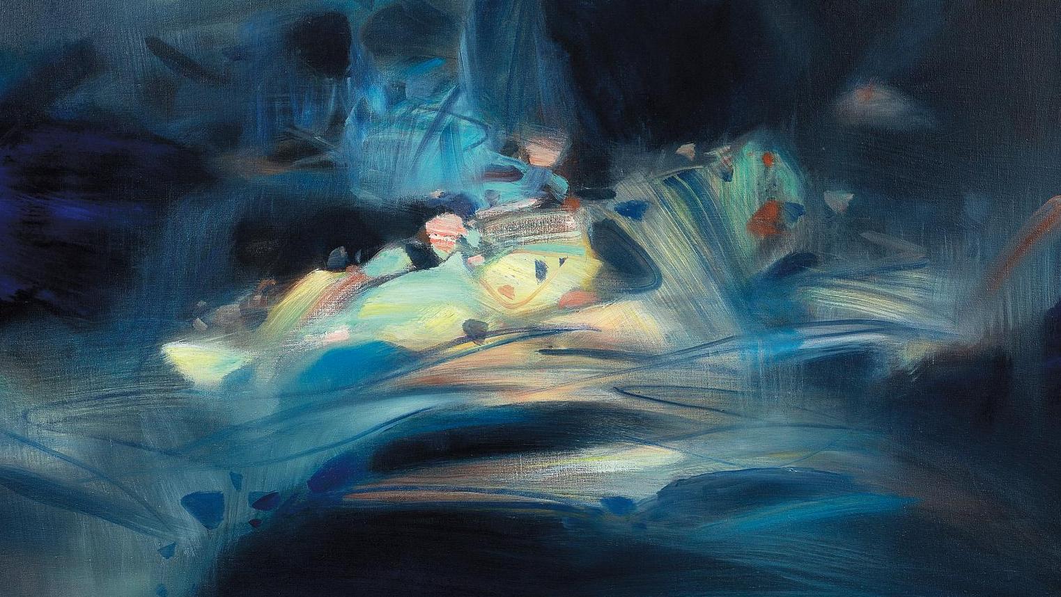 Chu Teh-chun (1920-2014), Abstraction bleue et jaune, 1989, huile sur toile, 73 x 100 cm.... Chu Teh-chun : le pouvoir est à l’imagination