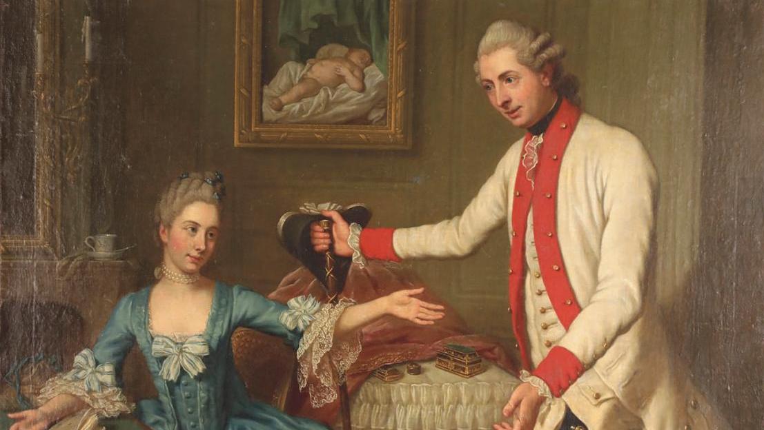 Donatien Nonotte (1708-1785), Charles Joseph Chossat de Montessuy (1740-1806), officier... L’amour conjugal fêté par Nonotte