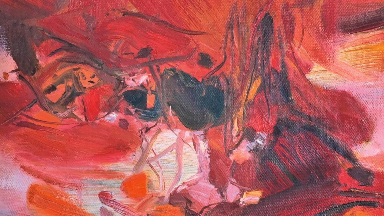 Chu Teh-chun (1920-2014), Sans titre, 1975, huile sur toile, signée et datée « 3.12.75 »... Le rouge chez Chu Teh-chun