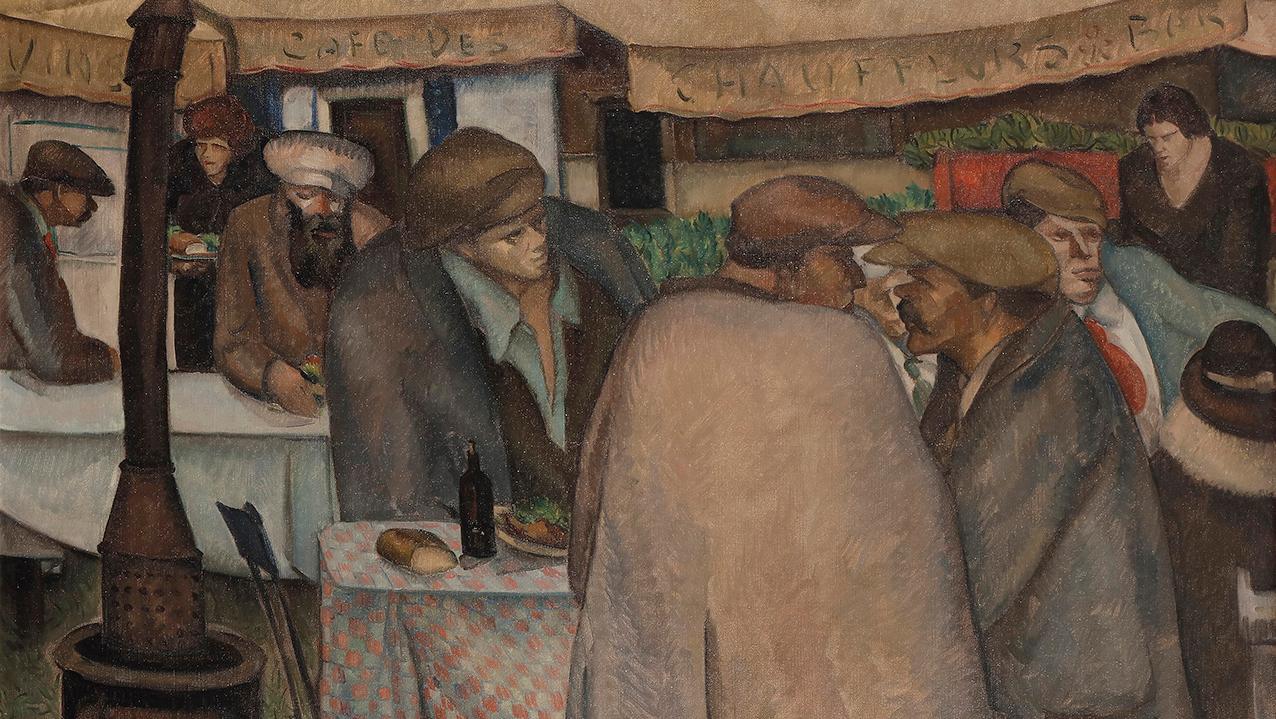 Anthony Angarola (1893-1929), Café des chauffeurs, 1929, huile sur toile, 81 x 100 cm.... Du Middle West à Paris avec Angarola