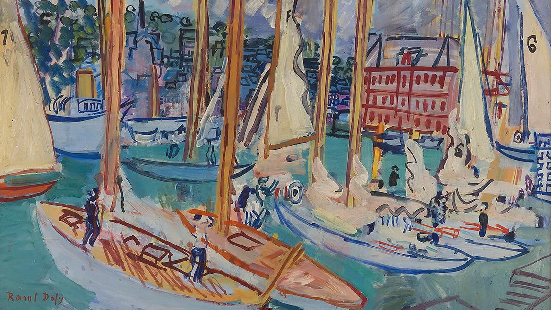 Raoul Dufy (1877-1953), Voiliers dans le port de Deauville, huile sur toile, vers... Figures de la modernité