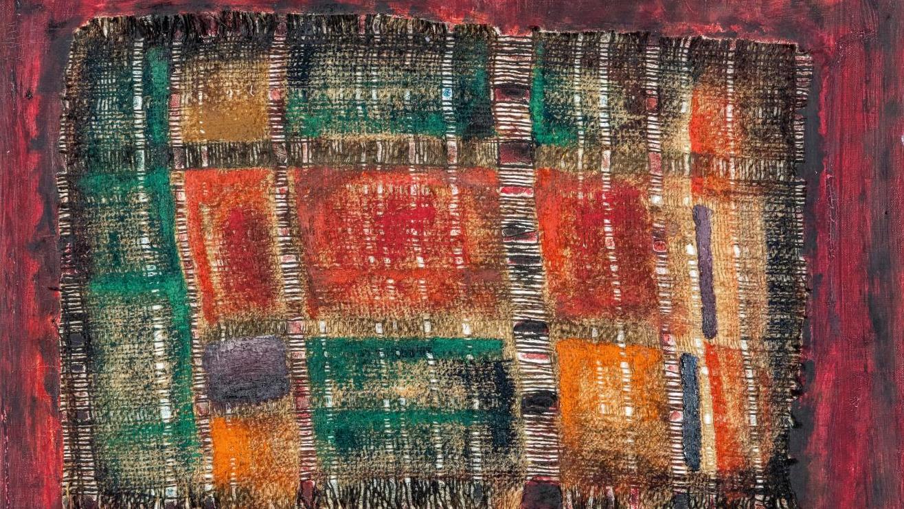 Ahmed Cherkaoui (1934-1967), Rose carrée, 1961, technique mixte sur toile signée... Rendez-vous avec la collection Jean et Suzanne Lacouture