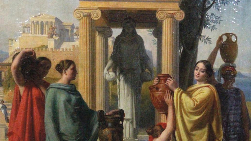 Sébastien Norblin de La Gourdaine, dit Sobeck (1796-1884), Femmes grecques à la fontaine,... Sobeck, peintre néo-grec
