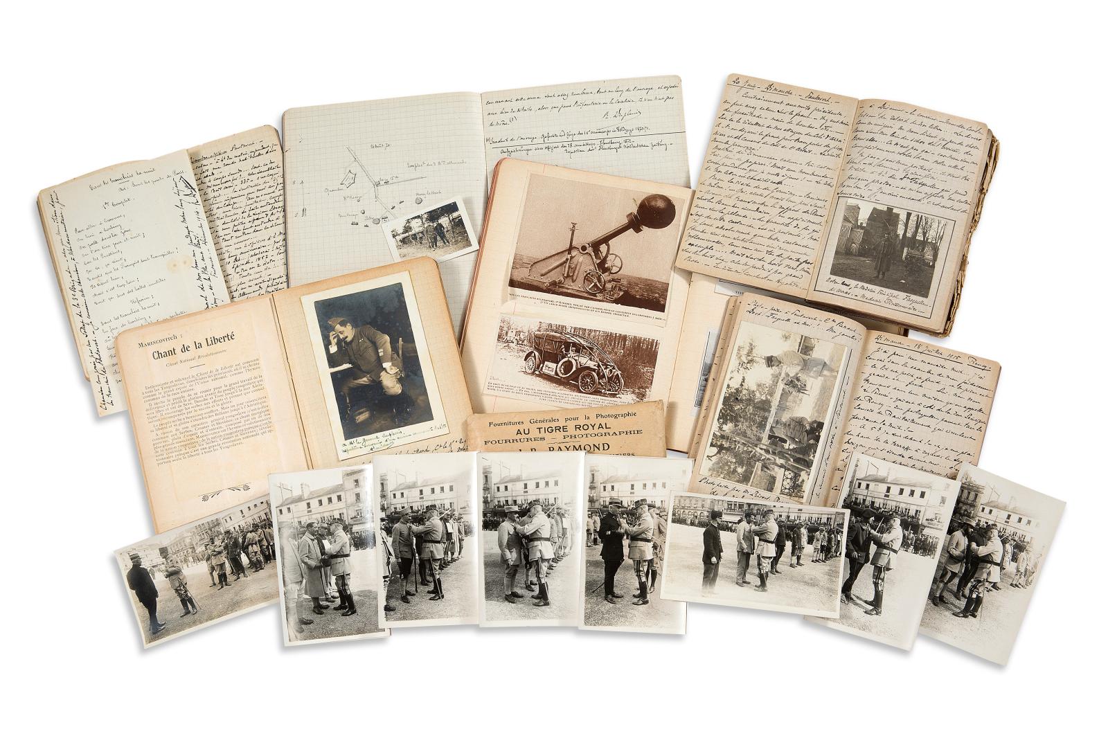 Général Robert Duplessis (1857-1929), 28 carnets autographes signés « R. Duplessis », plus photographies et documents joints, 1914-1917 ; 