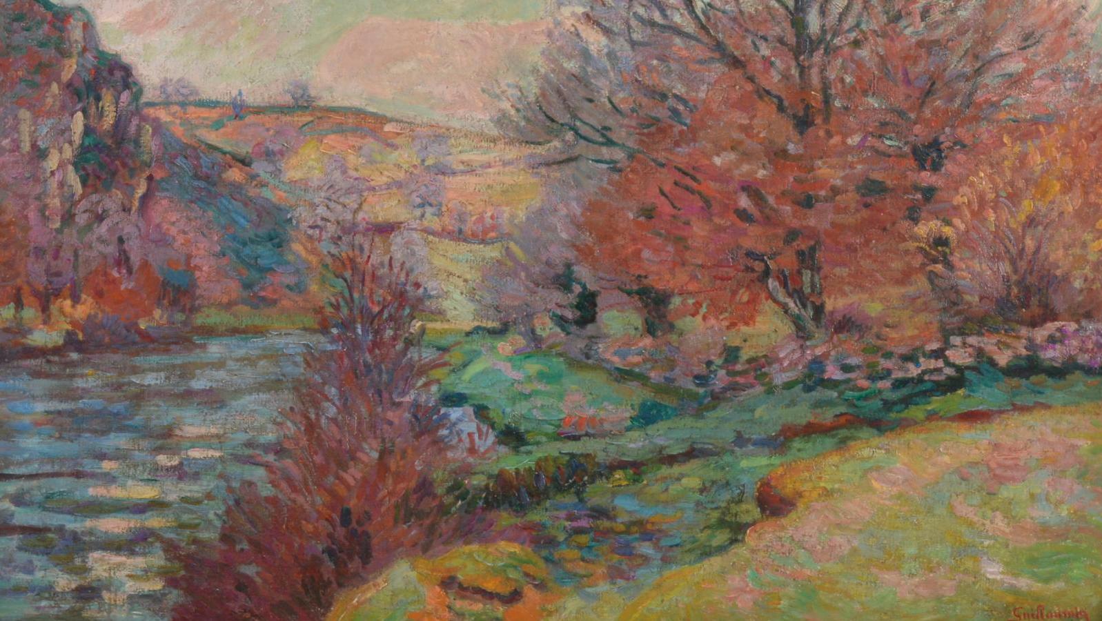 Armand Guillaumin (1841-1927), Fin d’automne à Crozant, bord de la Creuse, huile... Armand Guillaumin : couleurs de l’automne
