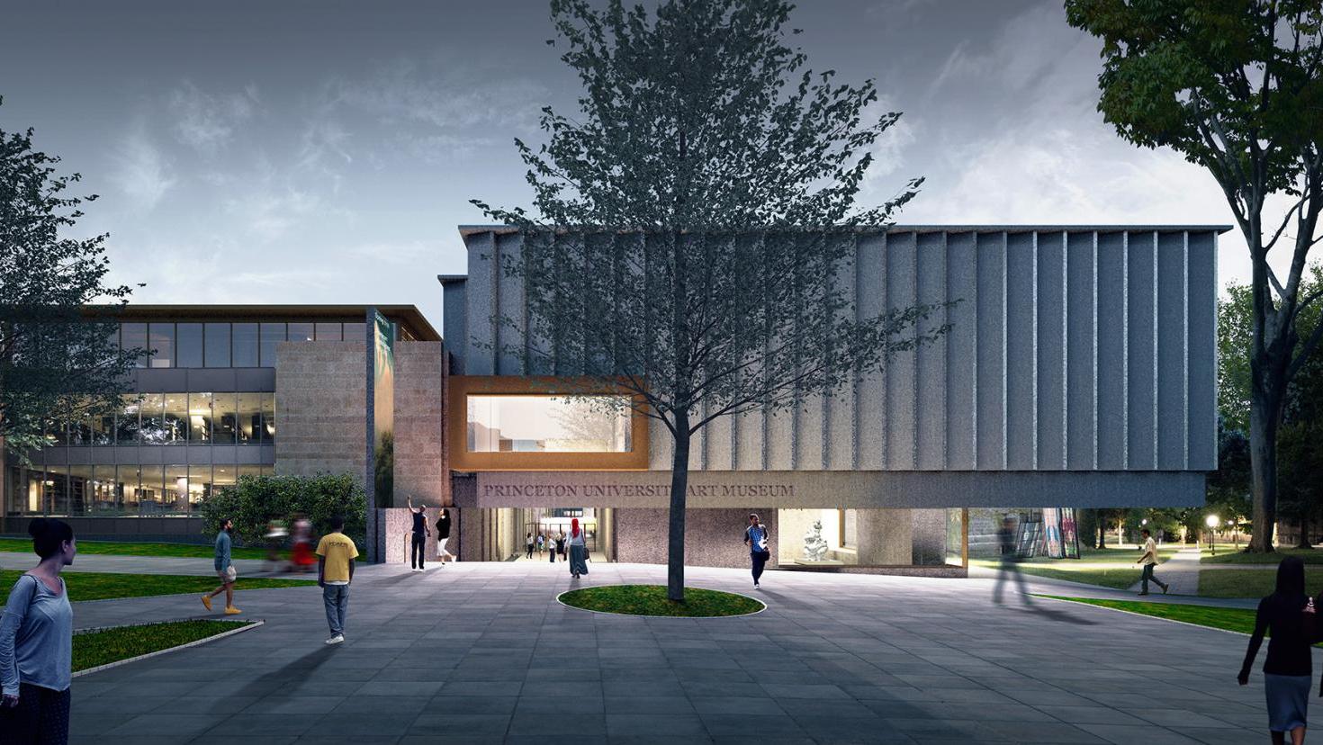 The future Main Entrance to the Art Museum, with a signature “lens” moment above,... New Building Design for the Princeton University Art Museum 