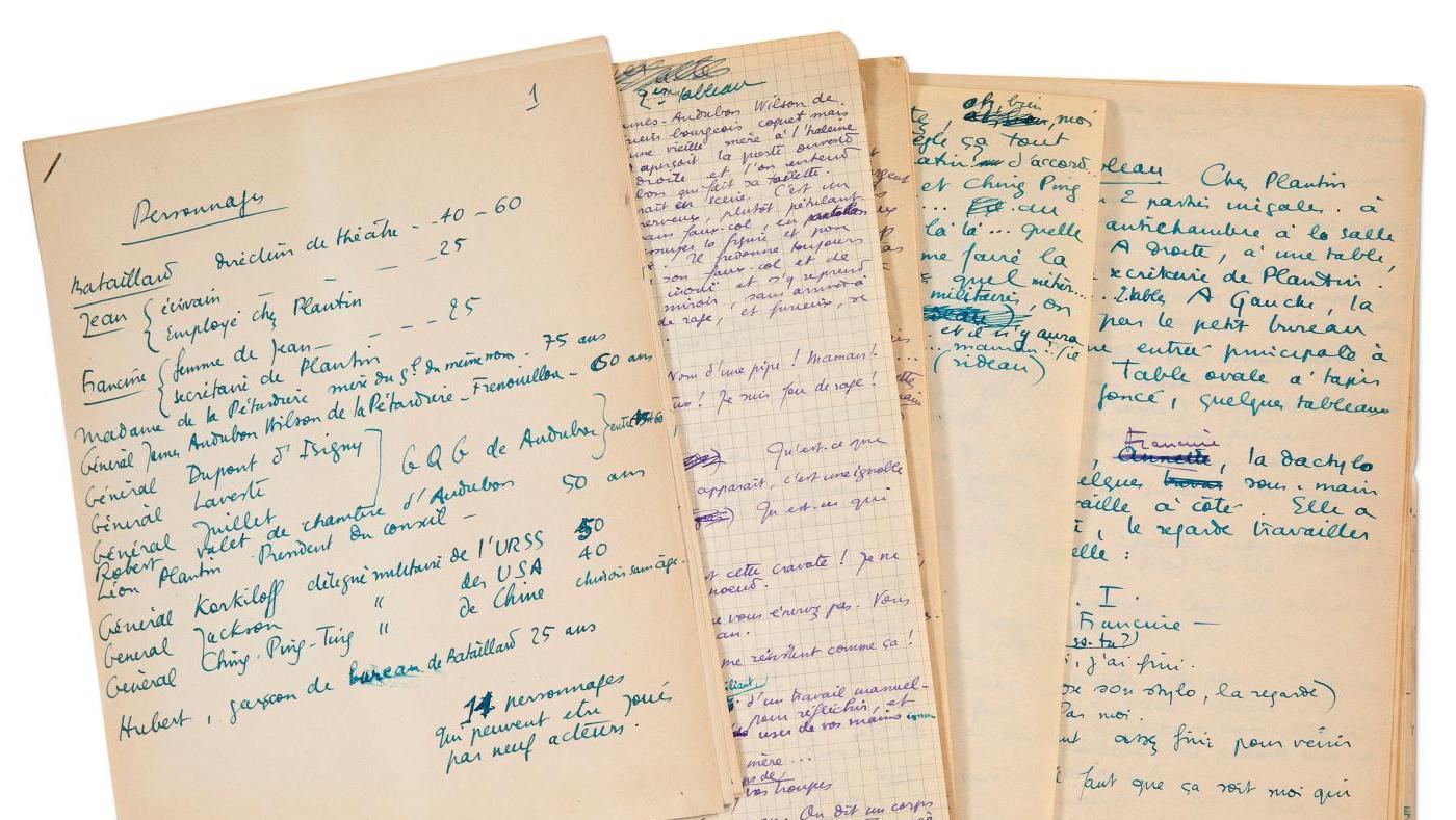 Boris Vian (1920-1959), Le Goûter des généraux, autograph and typewritten manuscripts... Aristophil VII: French Literature and Music in Majesty 