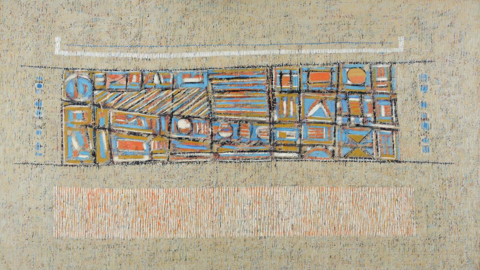 Seund Ja Rhee (1918-2009), Composition abstraite, 1961, huile sur toile, 89 x 146 cm.... Le langage de Seund Ja Rhee