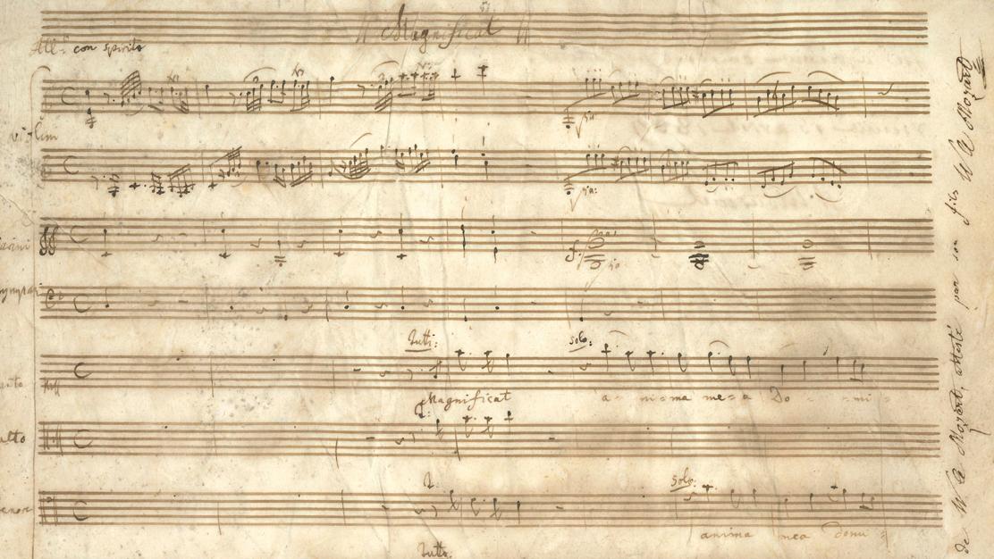 Wolfgang Amadeus Mozart (1756-1791), manuscrit musical autographe, Magnificat K.... Mozart, père et fils