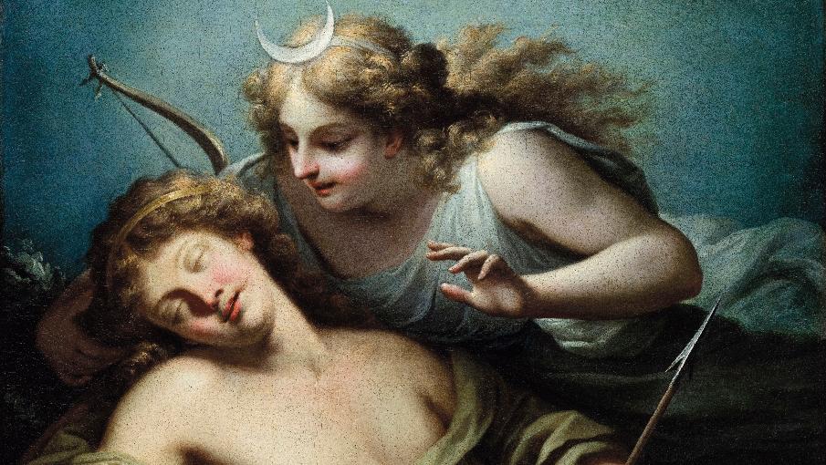 Fedele Fischetti (1732-1792), Selene and Endymion, 1770-1780, oil on canvas. Canesso... London Art Week Winter Goes Online 