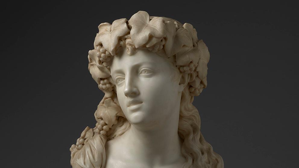 Auguste Clésinger (1814-1883), Buste de Bacchante, marbre teinté, inscription au... Fine Arts Paris à l’heure du digital