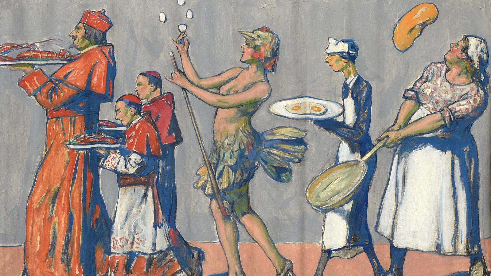 Lucien Jonas (1880-1947), suite de dix huiles sur toile composant la frise disparue... Lucien Jonas et les plaisirs rabelaisiens