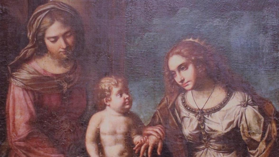 Attribué à Benedetto Zalone (1595-1644), Le mariage mystique, toile, 150 x 115 cm.... Attribué à Benedetto Zalone