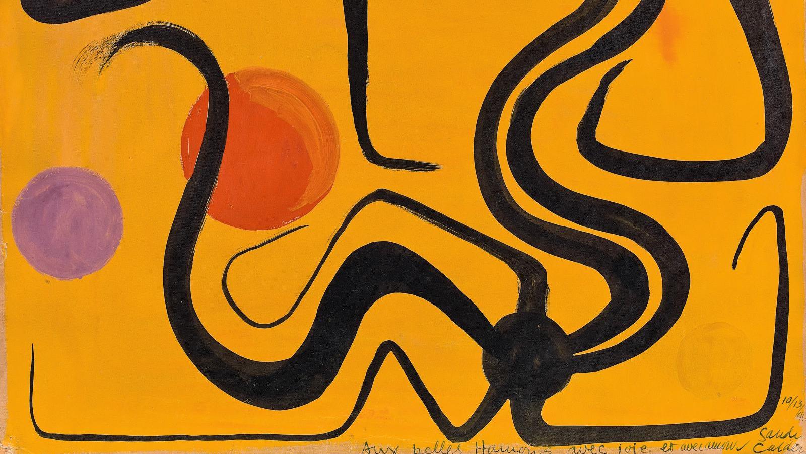 Alexander Calder (1898-1976), Aux Belles Hamons avec joie et amour,encre de Chine... Calder, l’abstraction pour univers