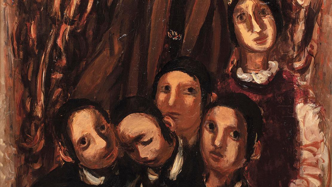 Sigmund Menkes (1896-1986), La Famille, 1928, huile sur toile, 130 x 97 cm. Adjugé :... Menkes, Muter et Lochakow à bonne école