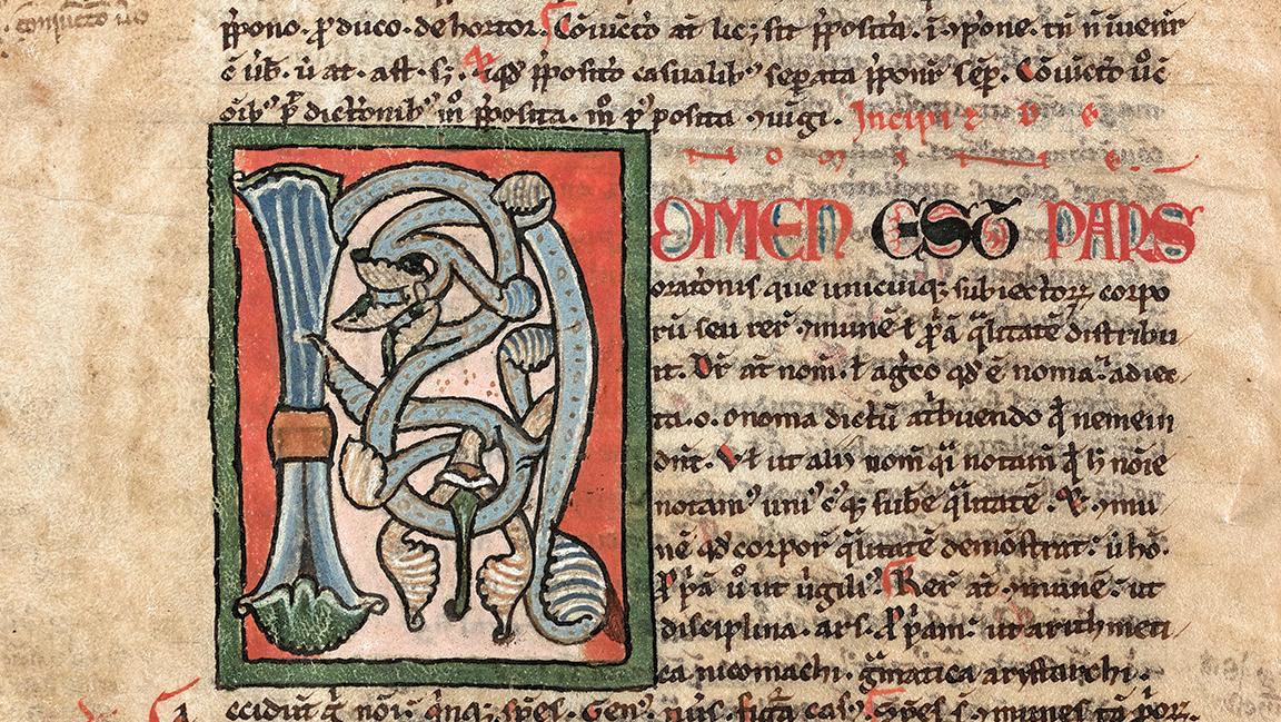 Late 12th-century manuscript of Priscian’s Institutionum grammaticarum libri, 139... The Draw of Medieval Latin Grammar 
