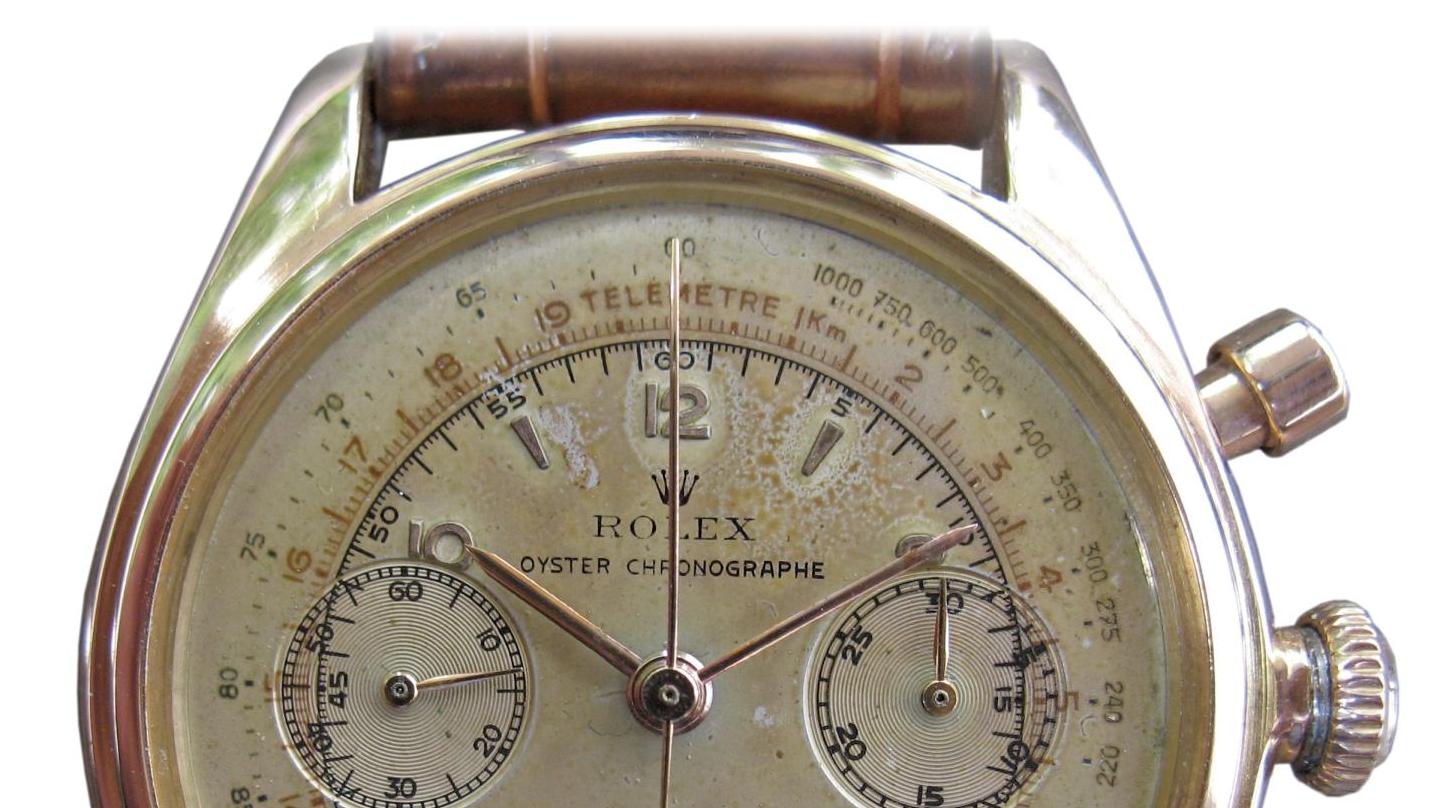 Chronographe Rolex, réf. 4500, calibre 13, base Valjoux 23, année de fabrication... Une Rolex d’avant-garde