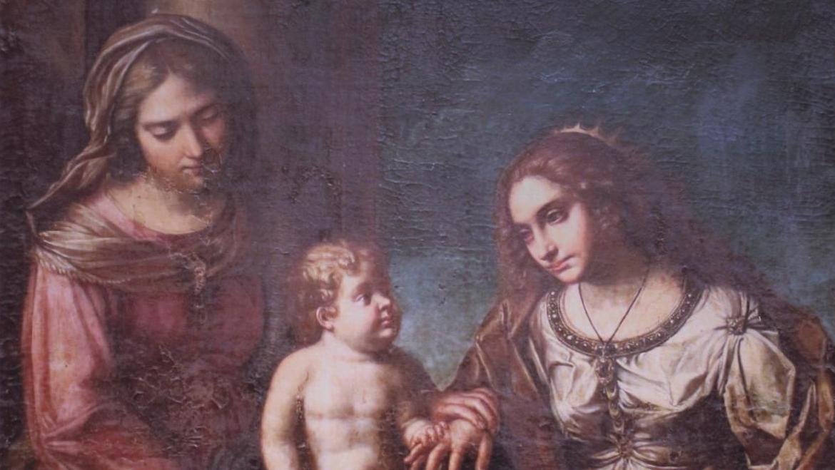 Attribué à Benedetto Zalone (1595-1644), Le Mariage mystique de sainte Catherine, huile... Attribué à Benedetto Zalone