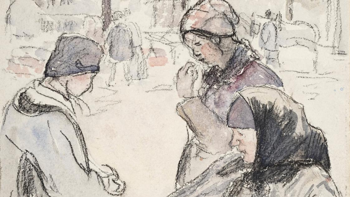 Camille Pissarro (1830-1903), Foire de la Saint-Martin, Pontoise, la marchande de... De Camille Pissarro  à Diego Giacometti,  les charmes de la vie simple