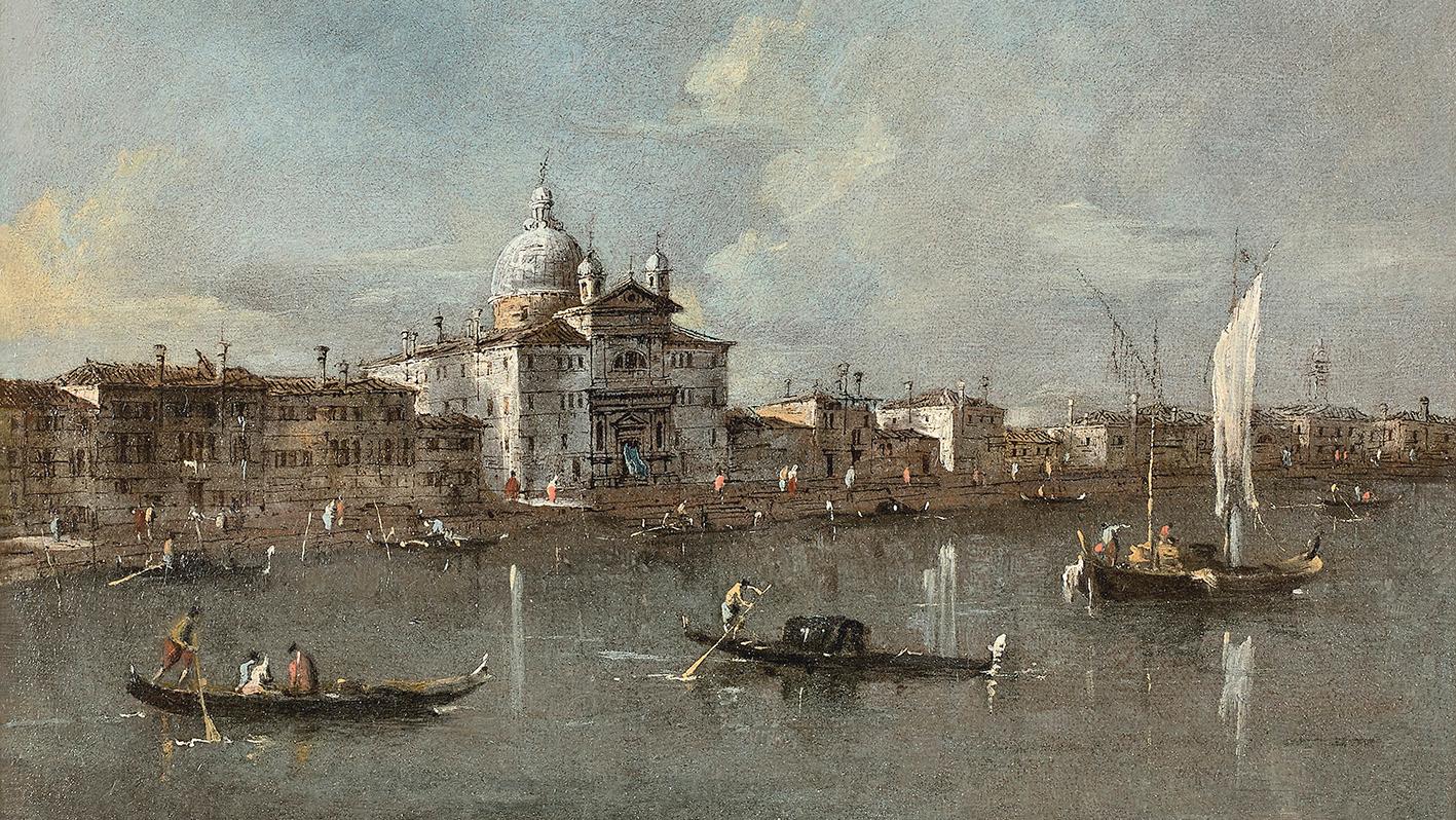 Francesco Guardi (1712-1793), Venise, vue de l’église des Zitelle sur la Giudecca,... La Giudecca vue par Francesco Guardi