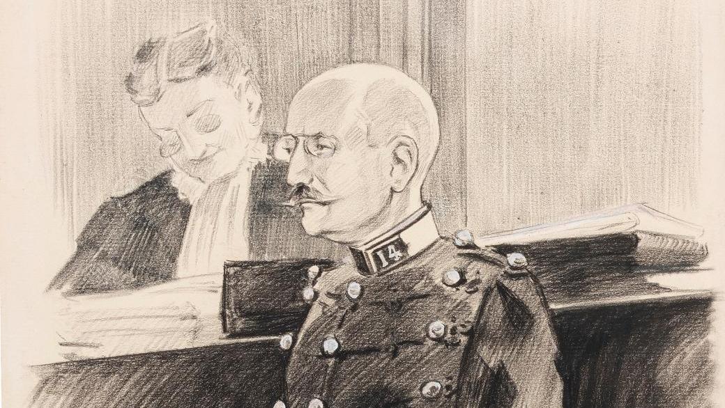 Maurice Feuillet (1873-1968), Alfred Dreyfus au procès, le 12 août 1899, pierre noire... Maurice Feuillet, témoin de son temps 